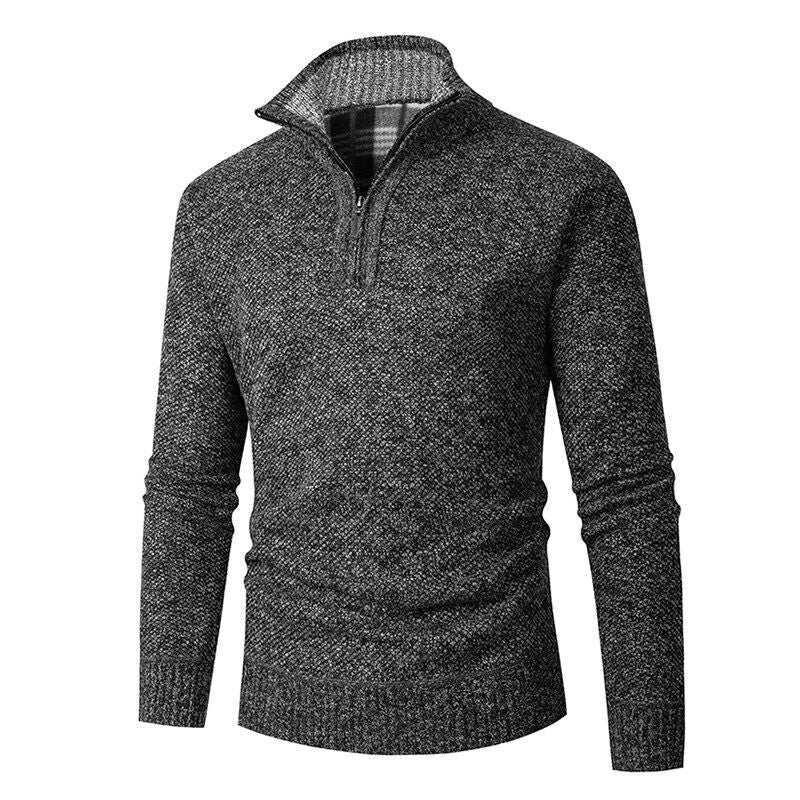 Maglione da uomo in maglia | Mezza zip con colletto a quadri