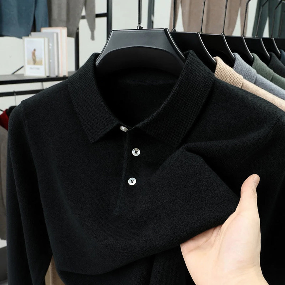 Maglione polo in cashmere di alta qualità