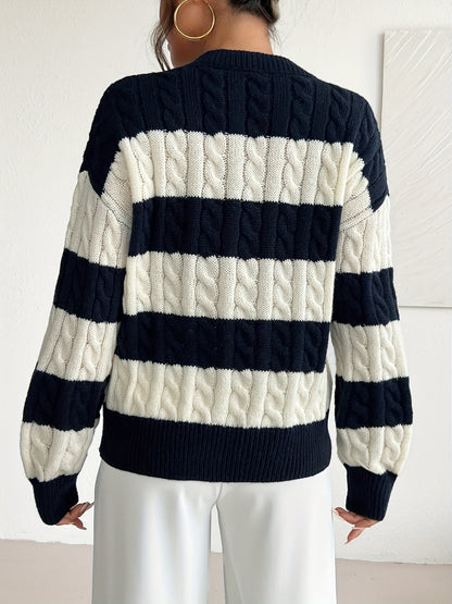 Maglione corto da donna | A righe larghe a contrasto