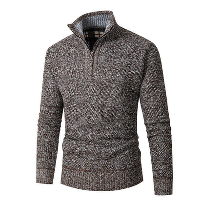 Maglione da uomo in maglia | Mezza zip con colletto a quadri