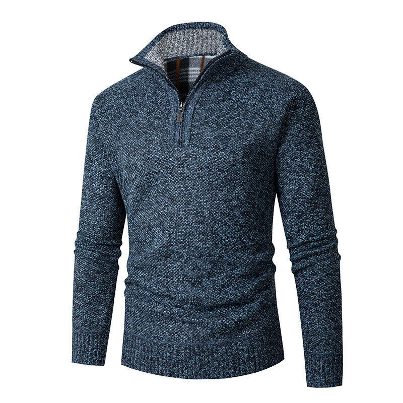 Maglione da uomo in maglia | Mezza zip con colletto a quadri
