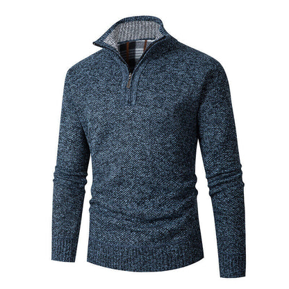 Maglione da uomo in maglia | Mezza zip con colletto a quadri