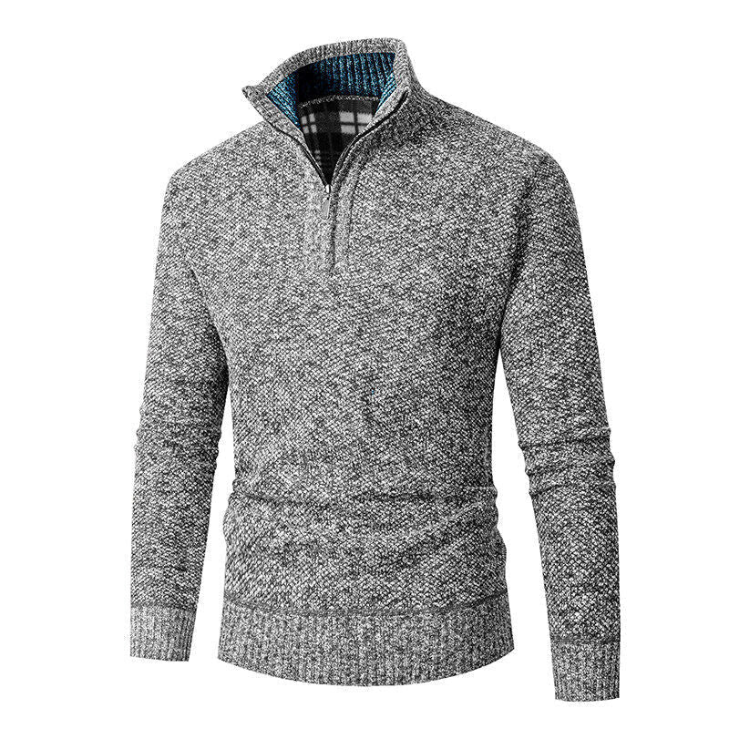 Maglione da uomo in maglia | Mezza zip con colletto a quadri