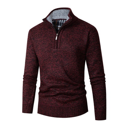 Maglione da uomo in maglia | Mezza zip con colletto a quadri
