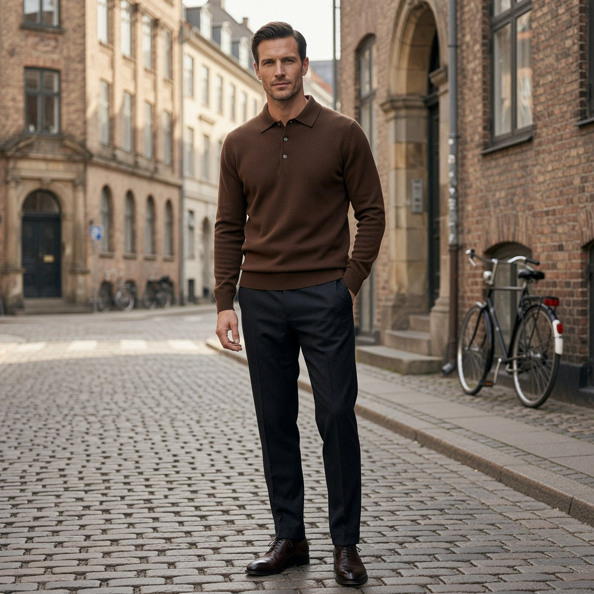 Maglione polo in cashmere di alta qualità