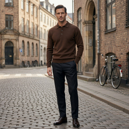Maglione polo in cashmere di alta qualità