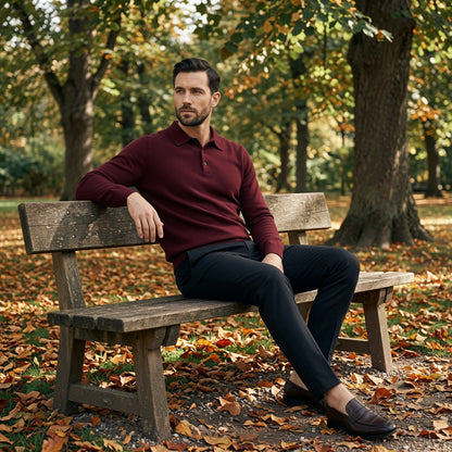 Maglione polo in cashmere di alta qualità
