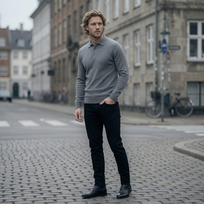 Maglione polo in cashmere di alta qualità