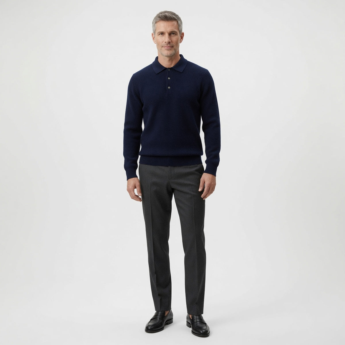 Maglione polo in cashmere di alta qualità