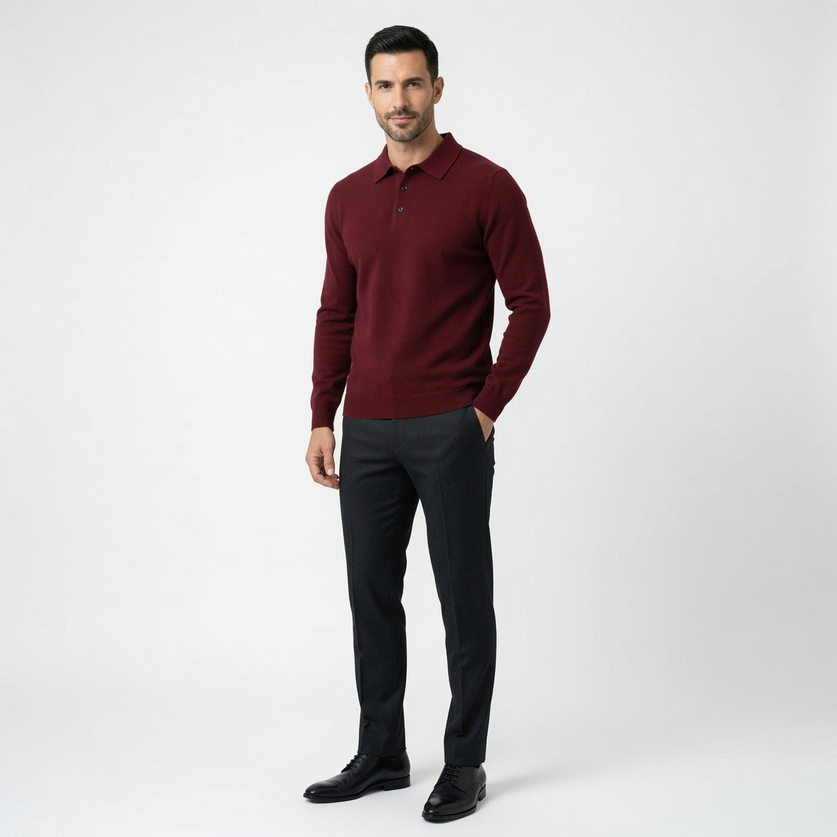 Maglione polo in cashmere di alta qualità