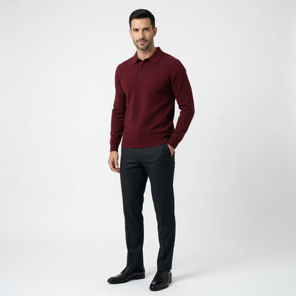 Maglione polo in cashmere di alta qualità