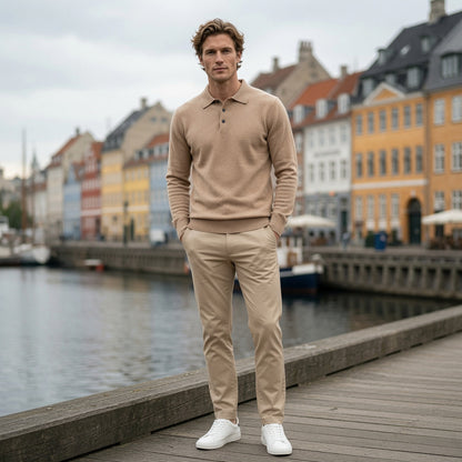 Maglione polo in cashmere di alta qualità