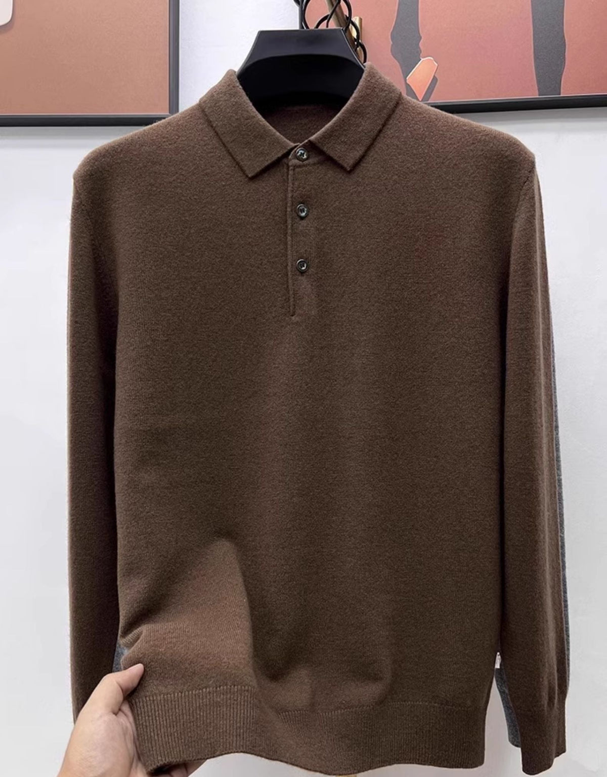 Maglione polo in cashmere di alta qualità