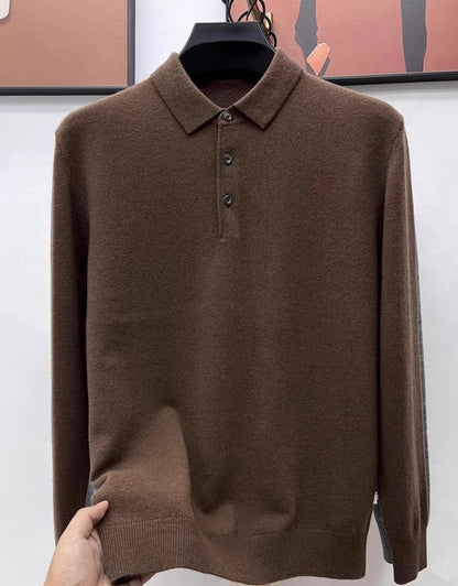 Maglione polo in cashmere di alta qualità