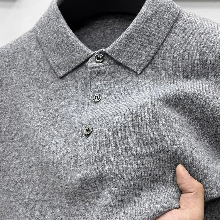 Maglione polo in cashmere di alta qualità