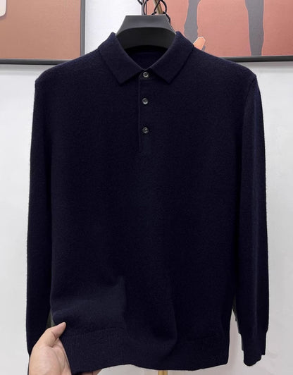 Maglione polo in cashmere di alta qualità