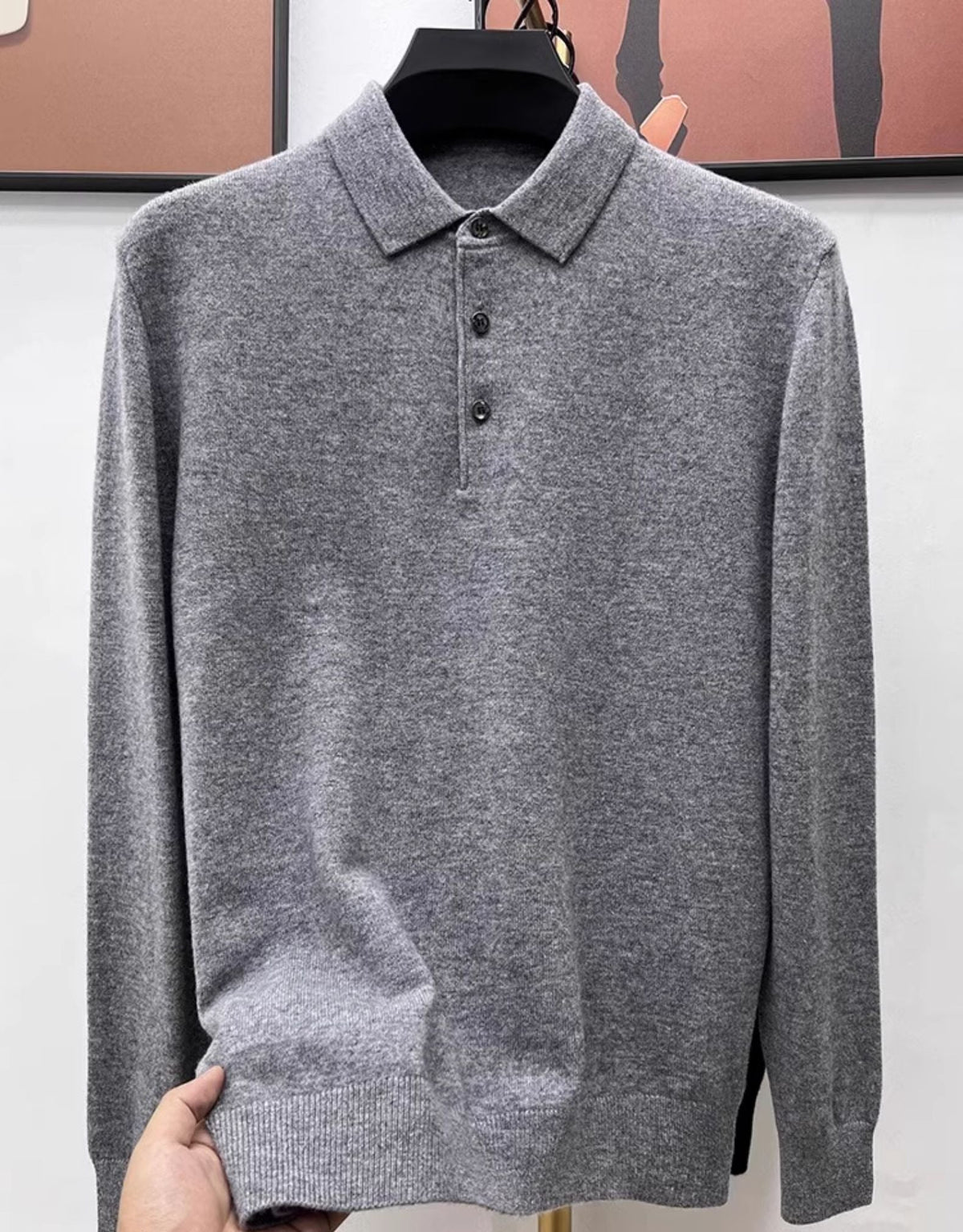 Maglione polo in cashmere di alta qualità