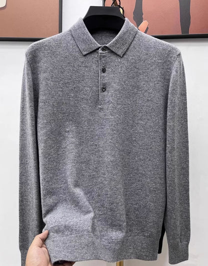Maglione polo in cashmere di alta qualità