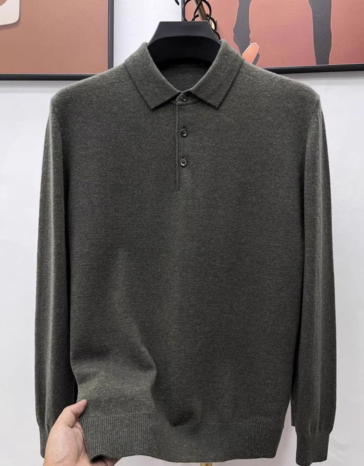 Maglione polo in cashmere di alta qualità