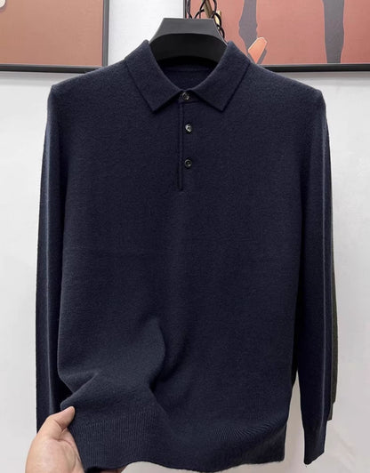 Maglione polo in cashmere di alta qualità
