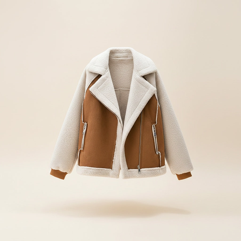 Giacca da moto in pelle di cammello