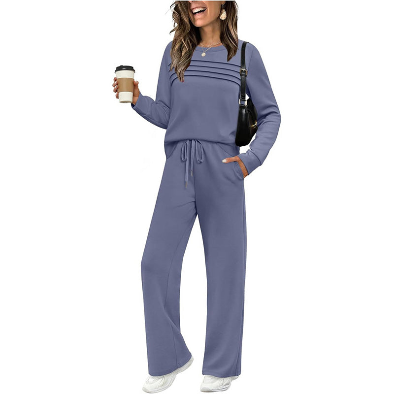 Set casual composto da top e pantaloni con coulisse da donna
