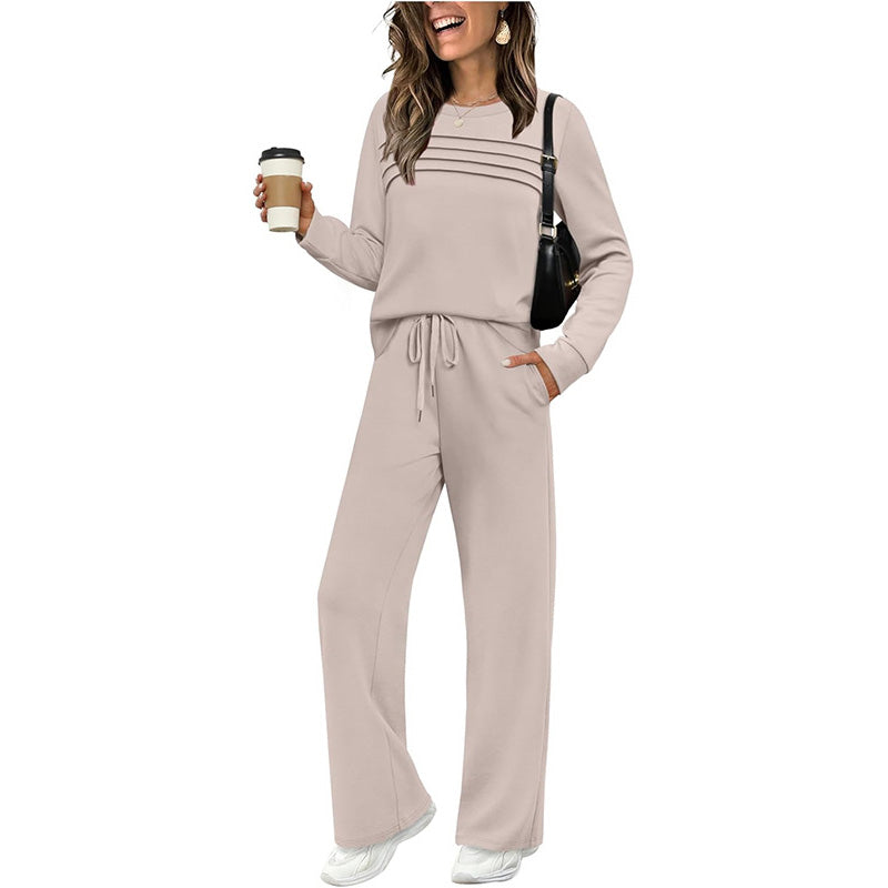 Set casual composto da top e pantaloni con coulisse da donna