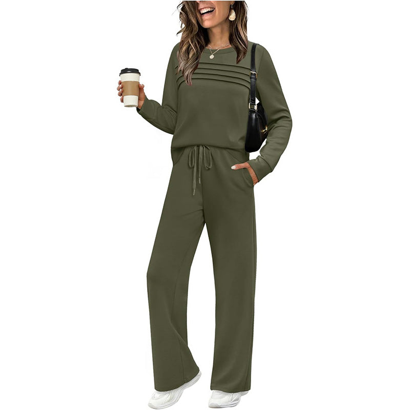 Set casual composto da top e pantaloni con coulisse da donna