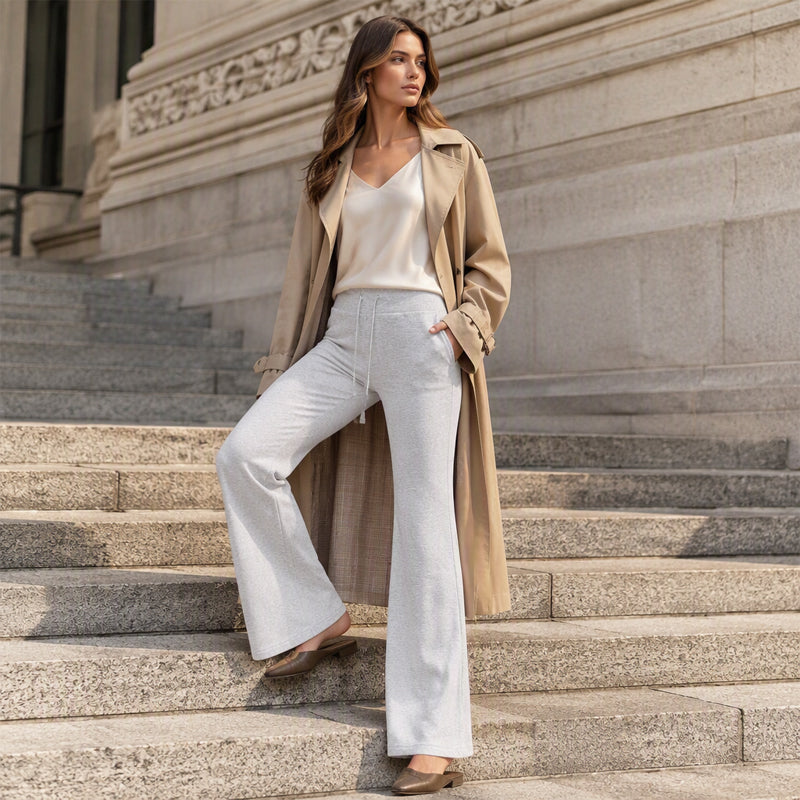 Pantaloni da donna a vita alta e a zampa larga