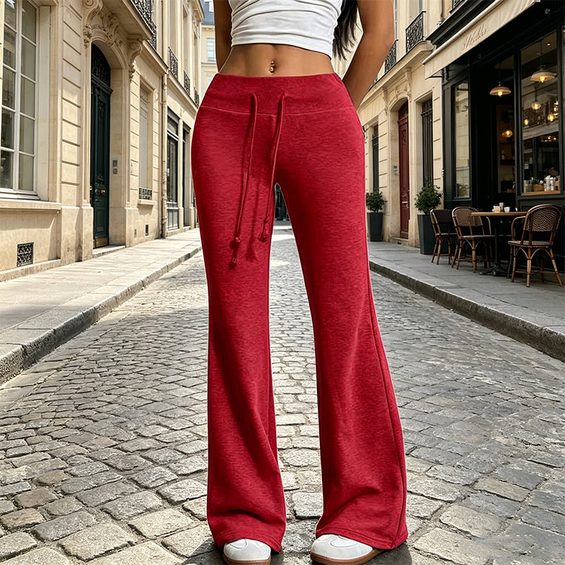 Pantaloni da donna a vita alta e a zampa larga