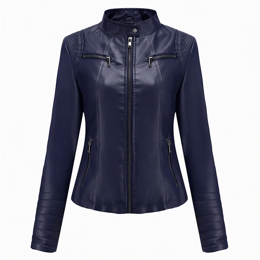Giacchetta da donna in ecopelle in stile biker, leggera, corta, per la primavera e l'autunno