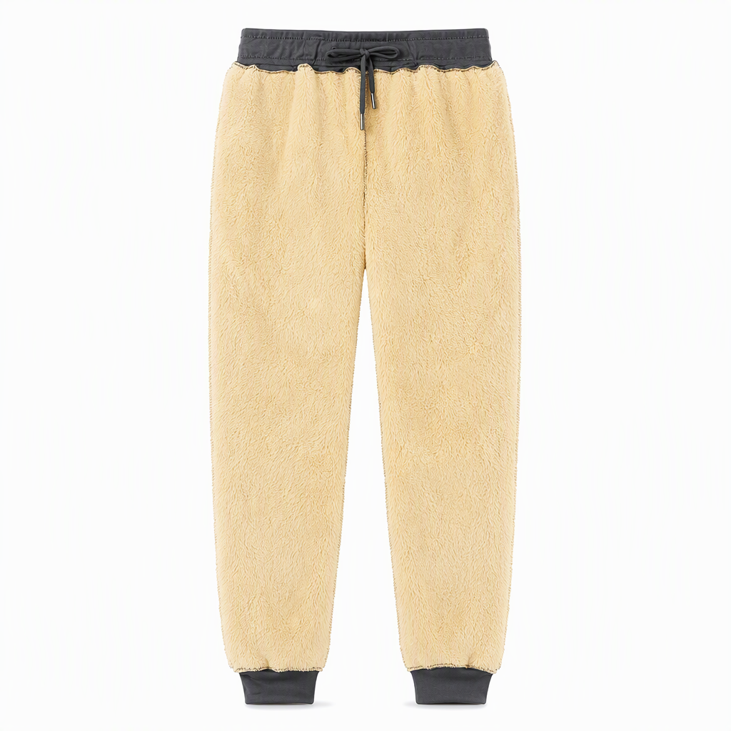 Pantaloni da jogging unisex dalla vestibilità ampia e con fodera in pile sherpa; caldi pantaloni invernali con tasche con cerniera