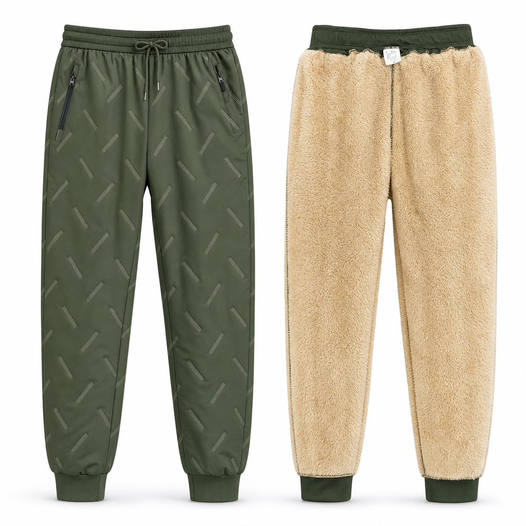 Pantaloni da jogging unisex dalla vestibilità ampia e con fodera in pile sherpa; caldi pantaloni invernali con tasche con cerniera